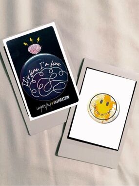Inspirational Button Set: Black It’s Fine & Yellow Smiley Face - Sassy & FUN!